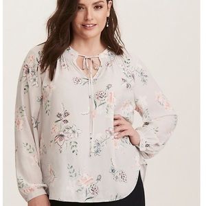 Off white floral long sleeve blouse